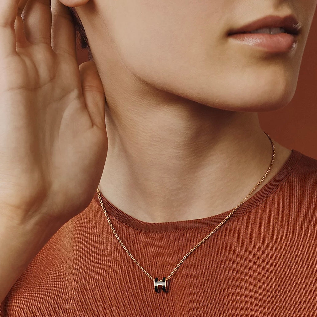 Mini Pop H pendant Noir Rose Gold