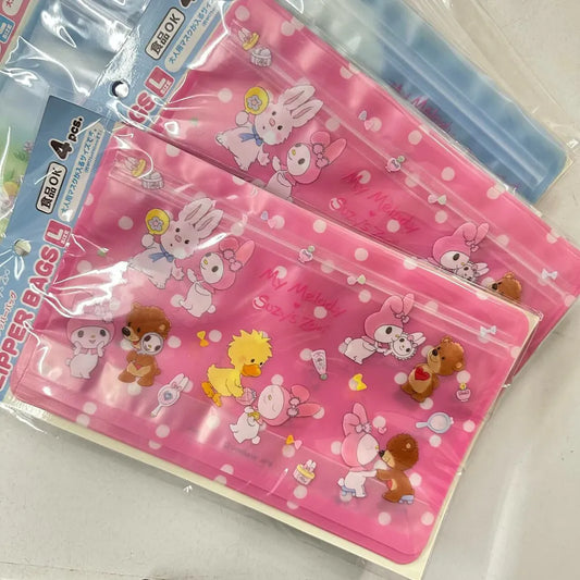 [ 任選優惠！$100/10件 ] Zipper Bags L 4p Melody Suzys Zoo Pink