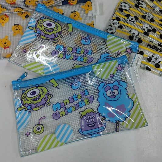 [ 任選優惠！$100/10件 ] 透明網紋 扁身筆袋 Monsters University