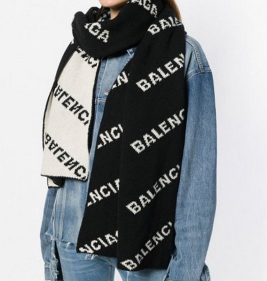 Balenciaga Intarsia-knit scarf BlackWhite