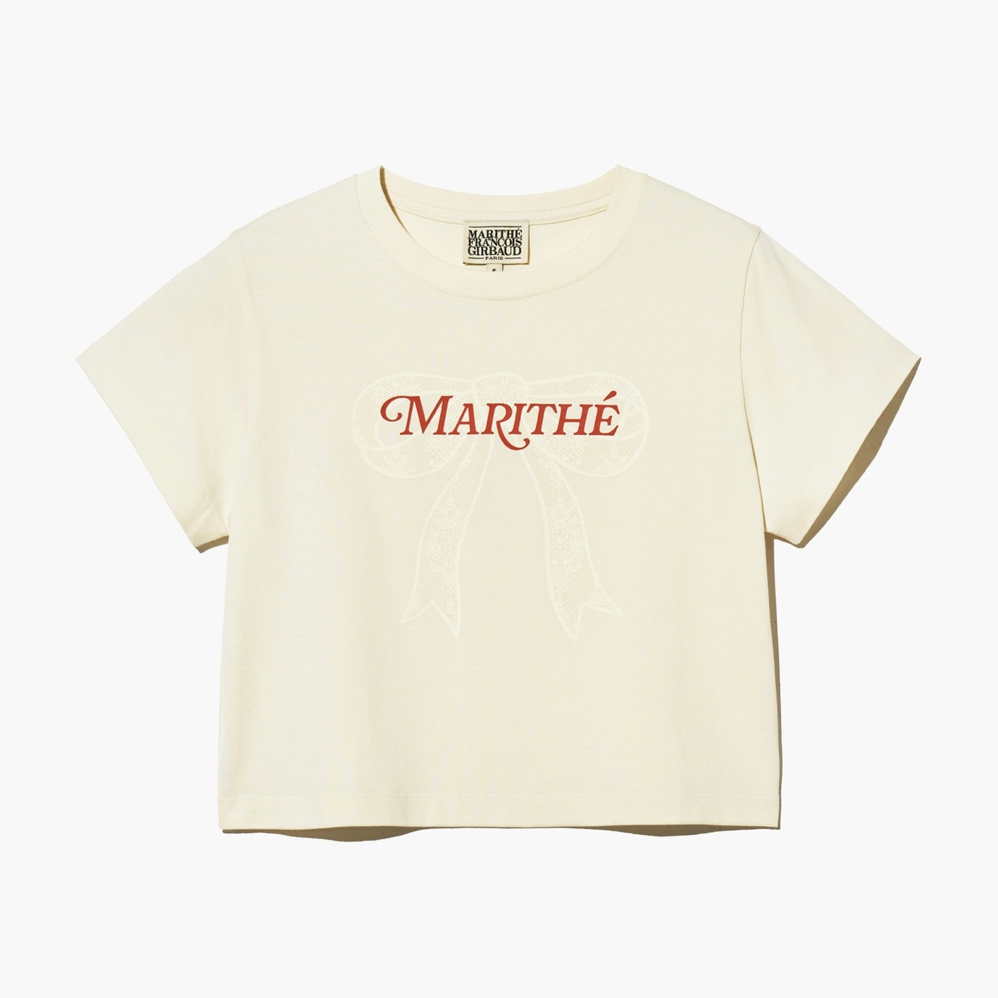 [ 任揀四件$329 ] W RIBBON GRAPHIC CROP TEE ivory
