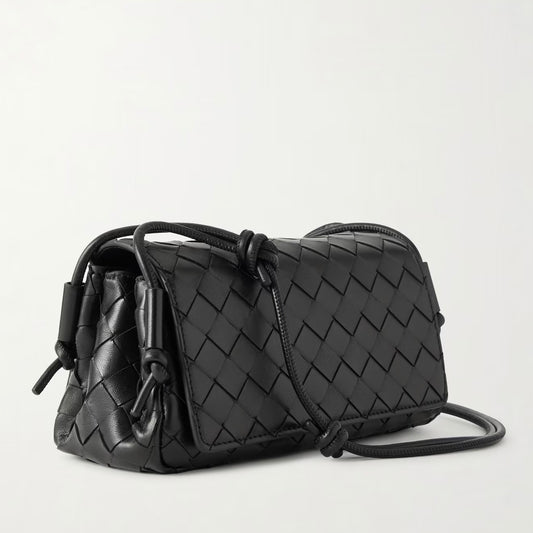 Notturno Intrecciato leather shoulder bag Black