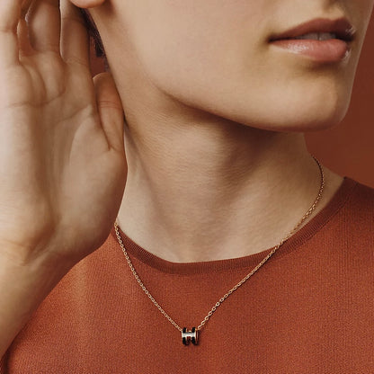 Mini Pop H pendant Noir Rose Gold