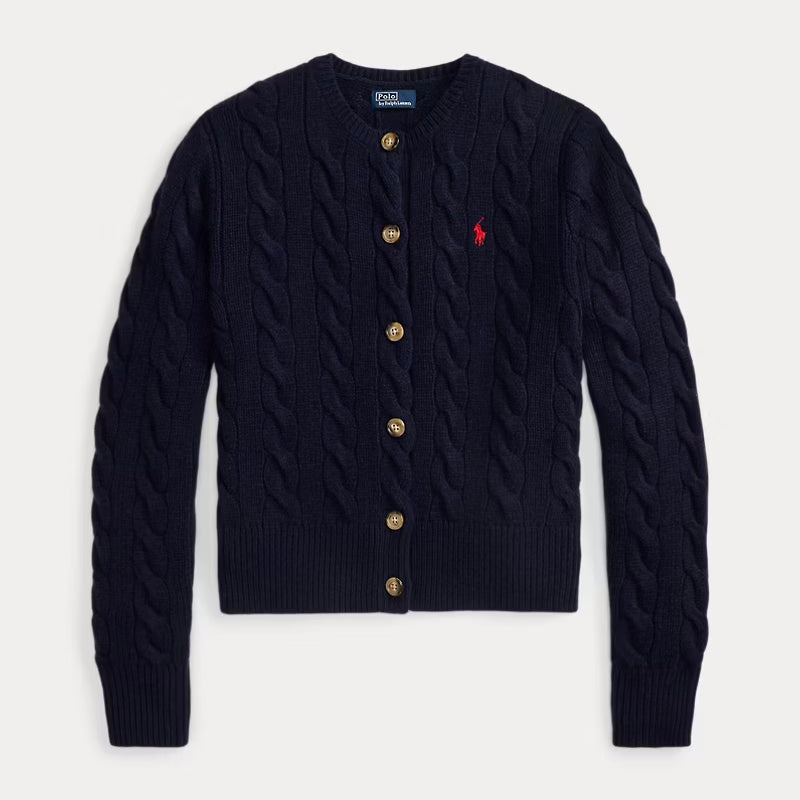 < ‼️一件包郵‼️ > Cable-Knit Cardigan Navy