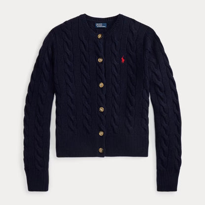< ‼️一件包郵‼️ > Cable-Knit Cardigan Navy