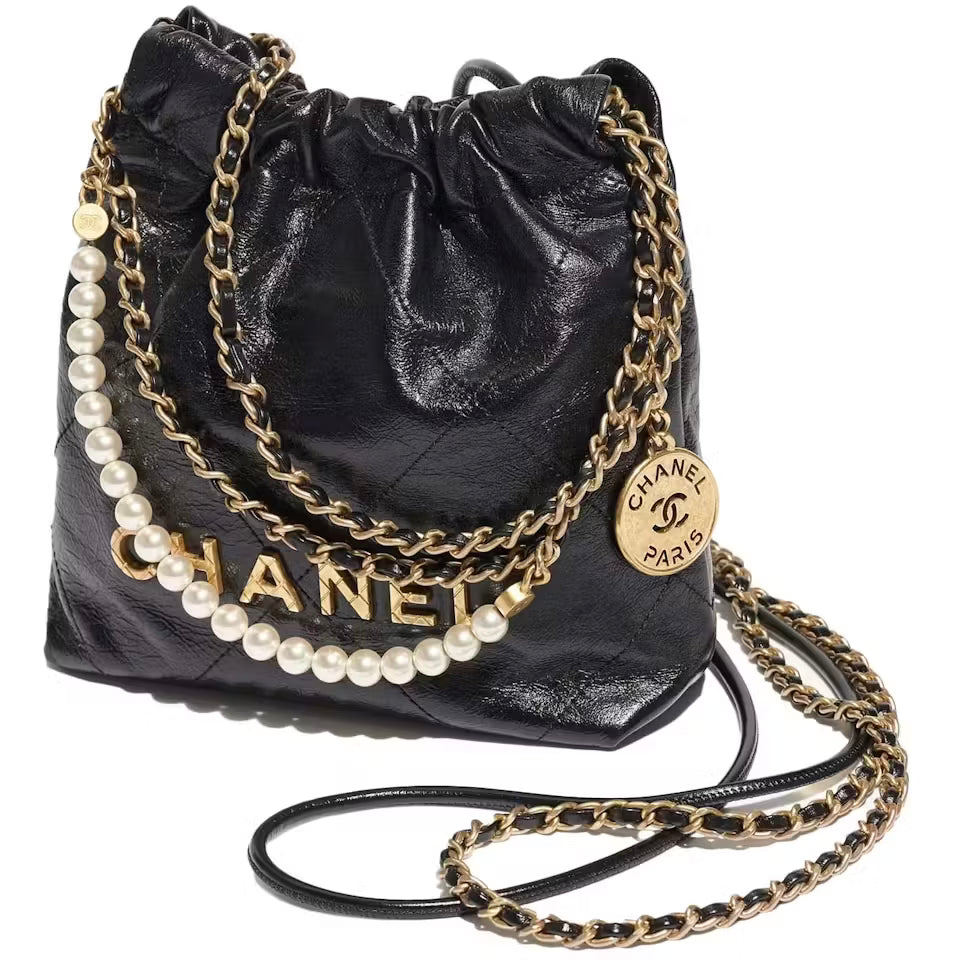 22 Handbag Mini with Pearl Chain