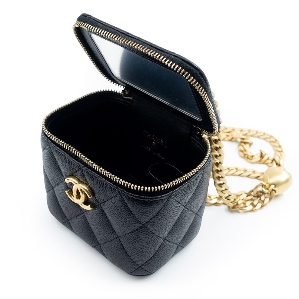 CC Mini Vanity Case With Heart Chain
