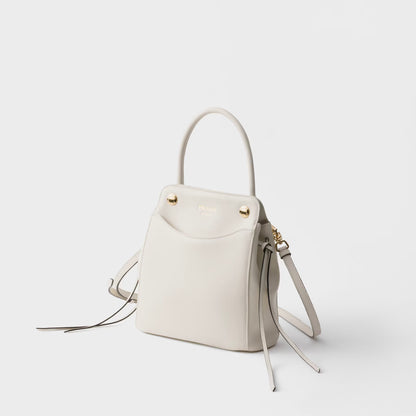 Carry mini leather handbag White