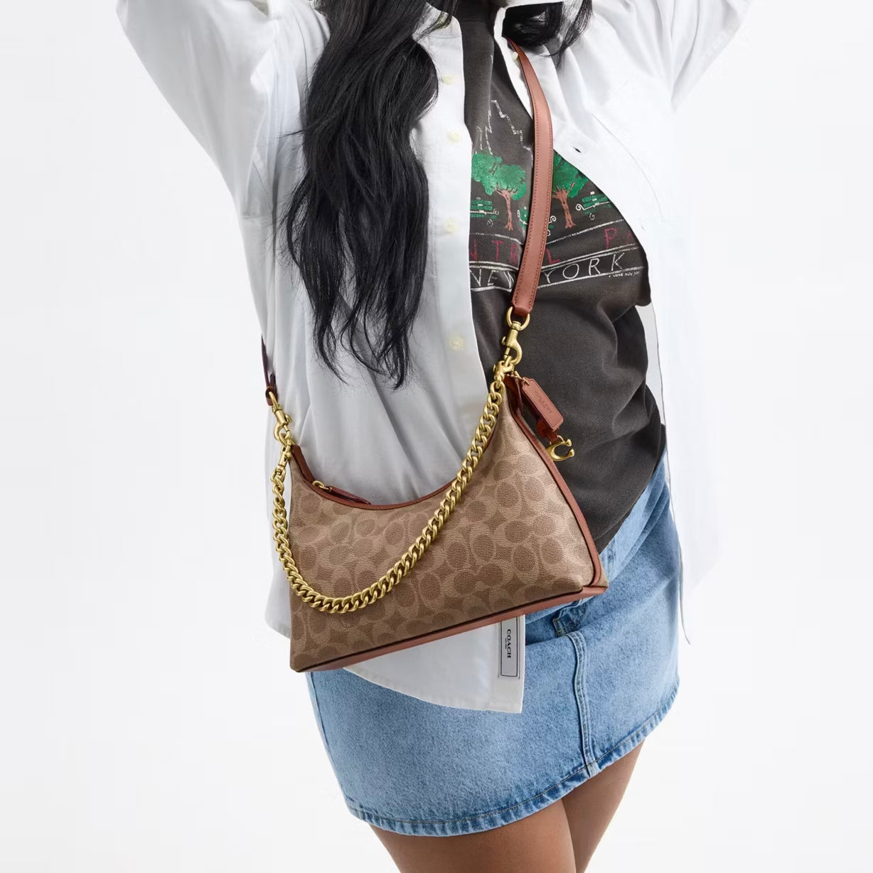 JULIET SHOULDER BAG 25 IN SIGNATURE CANVAS Tan Caramel