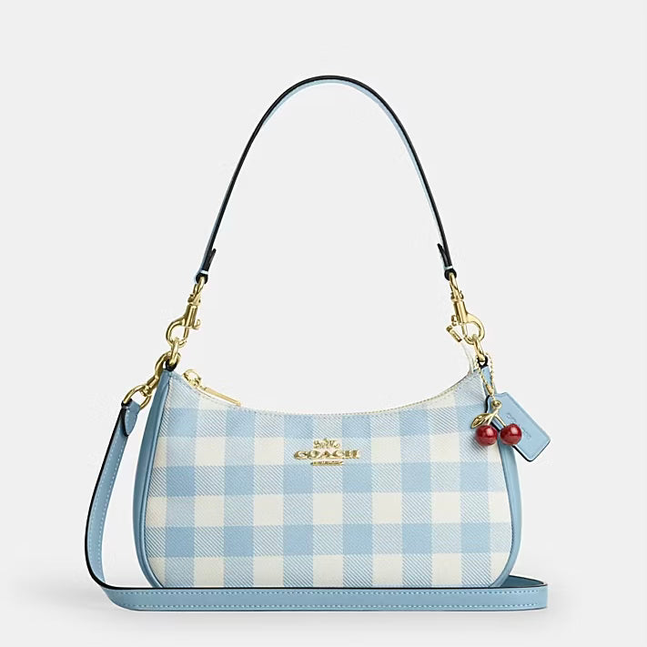 TERI MINI CROSSBODY BAG WITH GINGHAM PRINT AND CHARM
