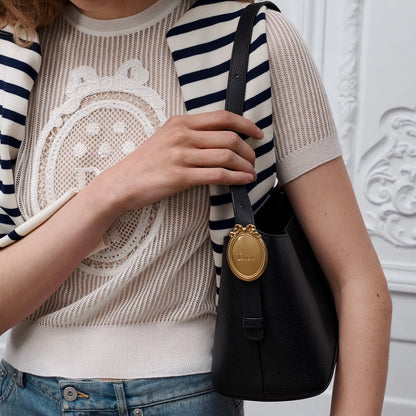 Small Dior Médaillon Bucket Bag Black