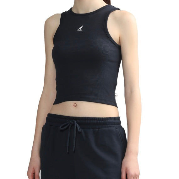 [ 今期限定‼️買一送一‼️ ] 199 Logo embroidered cropped tank top Navy Blue