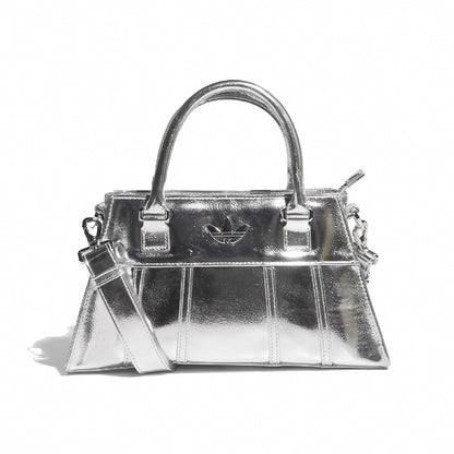 Airliner Handle Tote Bag Silver Metallic