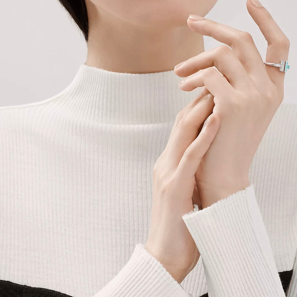 [ 第二件只需 $99 ] T Diamond and Turquoise Wire Ring