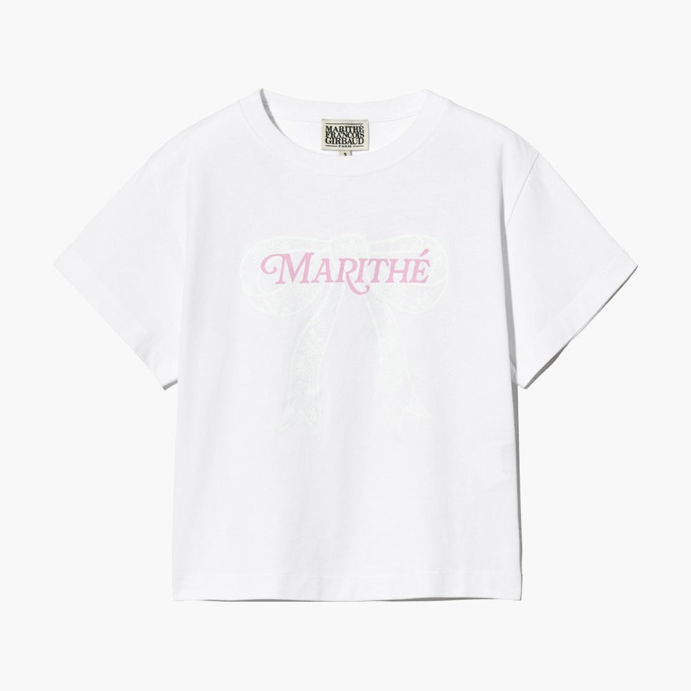 [ 任揀四件$329 ] W RIBBON GRAPHIC CROP TEE white