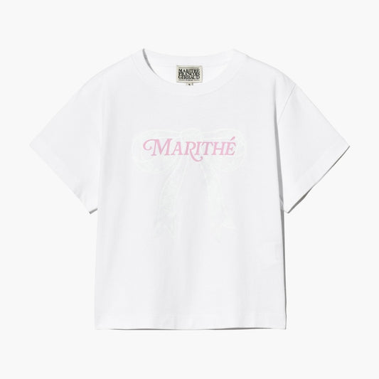 [ 任揀四件$329 ] W RIBBON GRAPHIC CROP TEE white