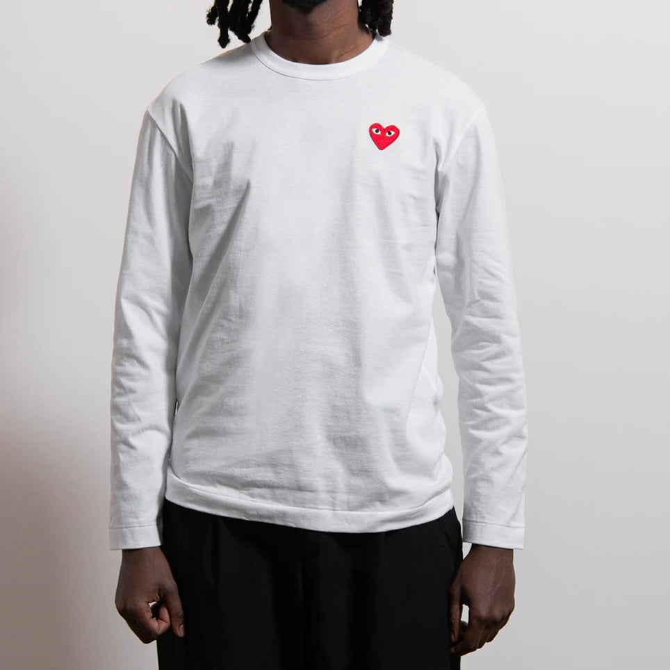 [ 任揀兩件$299！任揀四件$499 ] Long Sleeve Emblem Tee White/Red