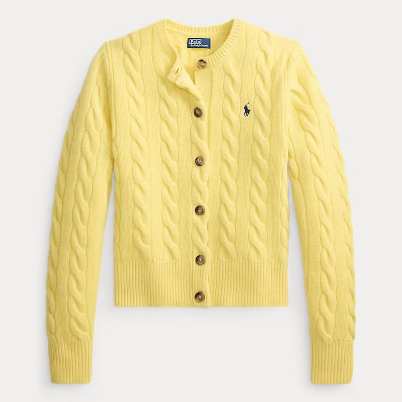 < ‼️一件包郵‼️ > Cable-Knit Cardigan Autumn Yellow