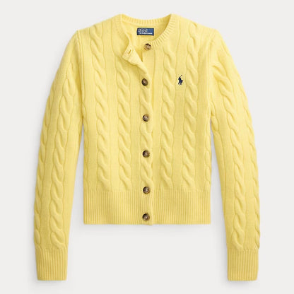 < ‼️一件包郵‼️ > Cable-Knit Cardigan Autumn Yellow