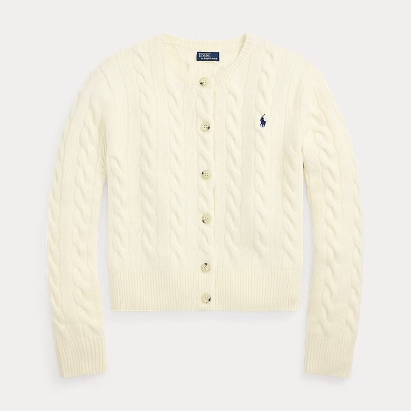 < ‼️一件包郵‼️ > Cable-Knit Cardigan Cream