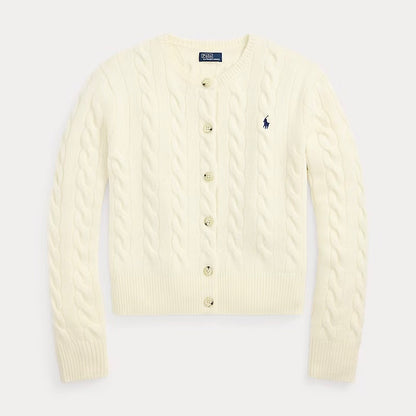 < ‼️一件包郵‼️ > Cable-Knit Cardigan Cream