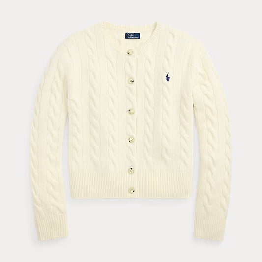 < ‼️一件包郵‼️ > Cable-Knit Cardigan Cream