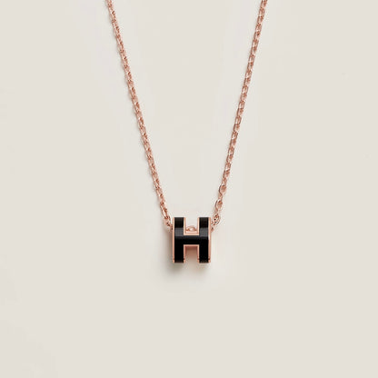 Mini Pop H pendant Noir Rose Gold