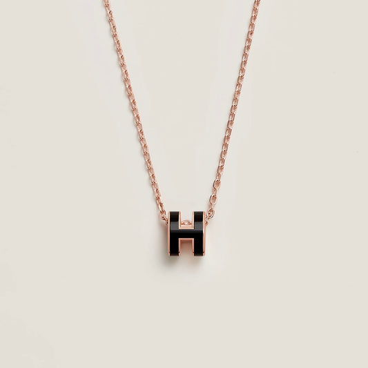 Mini Pop H pendant Noir Rose Gold