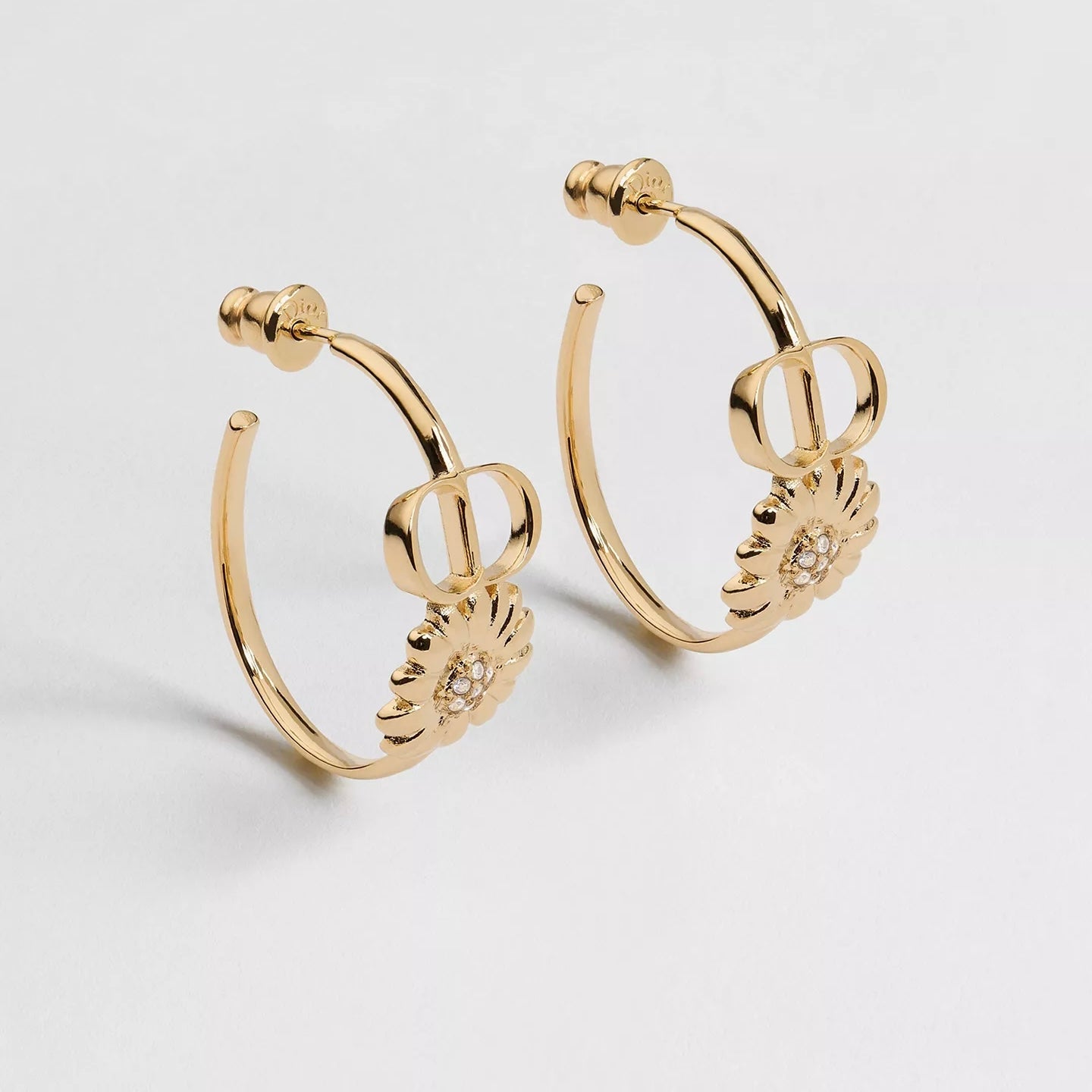 [ 任揀兩件$499 ] CD Multi Flowers Hoop Earrings GOLD