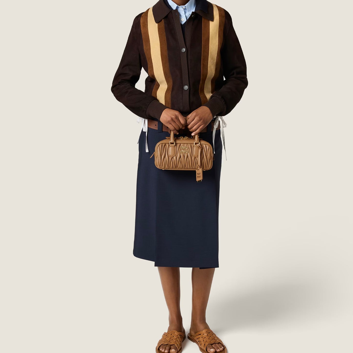 Arcadie matelassé nappa leather bag Caramel