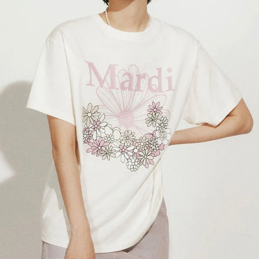 [ 任揀四件$329 ] FlowerMardi Jardin T shirt Cream PinkLavender