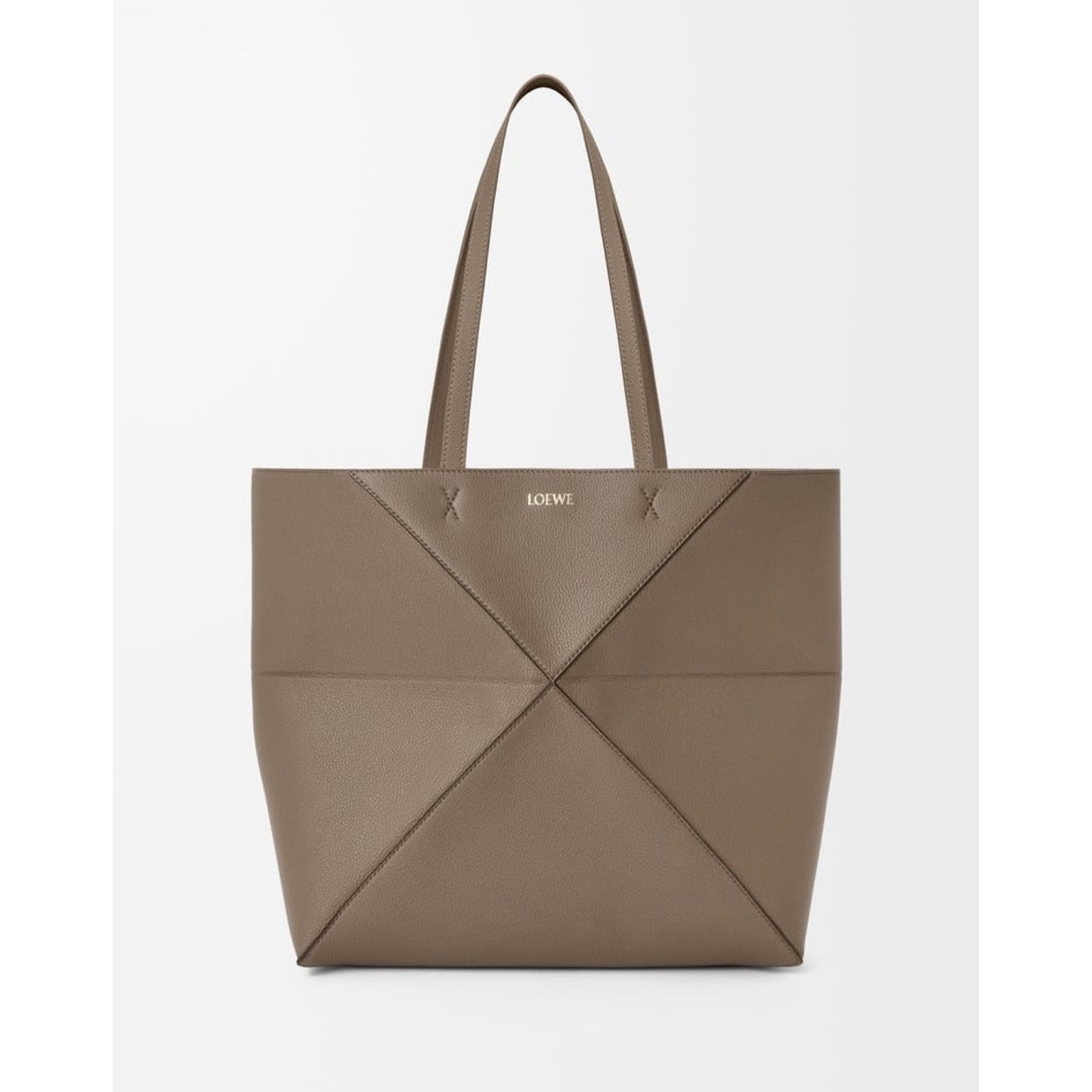 Medium horizontal Puzzle Fold tote in soft grained calfskin Taupe