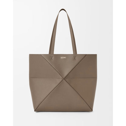 Medium horizontal Puzzle Fold tote in soft grained calfskin Taupe