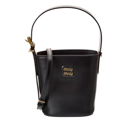 Leather Bucket Bag Black