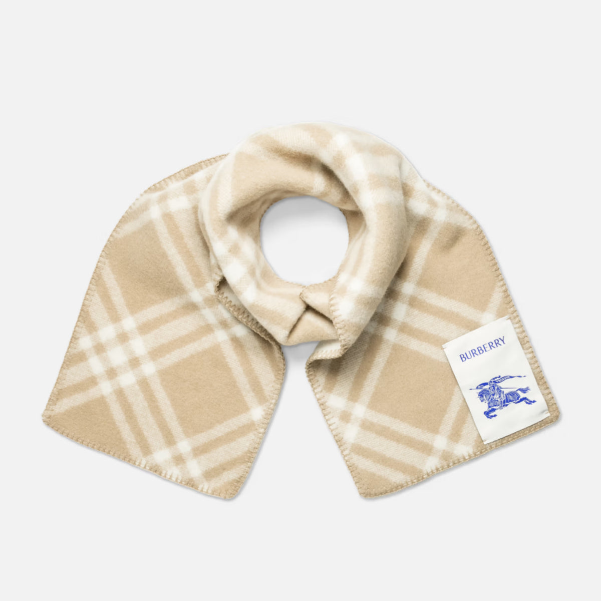 Beige Check Wool Scarf
