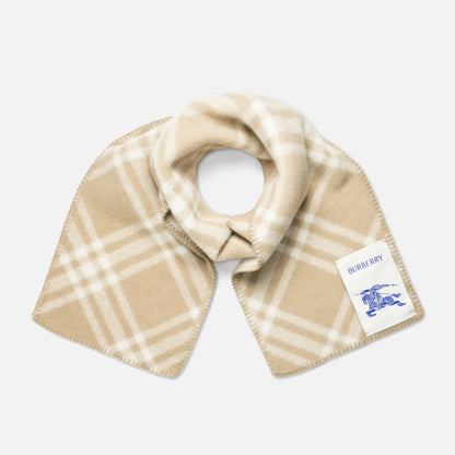 Beige Check Wool Scarf