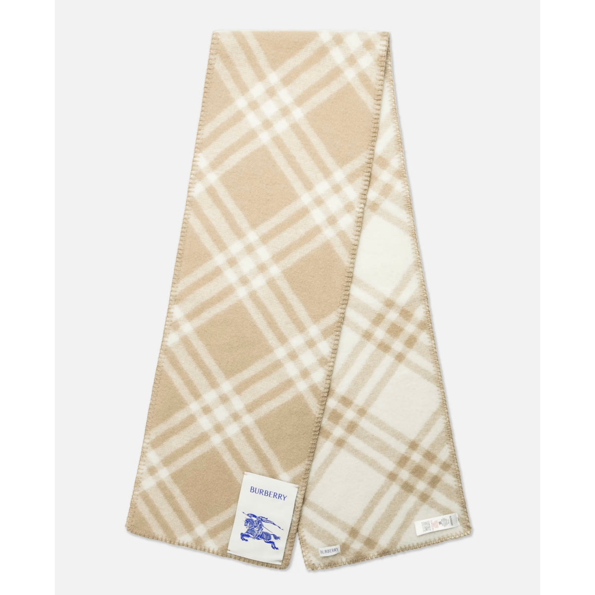 Beige Check Wool Scarf